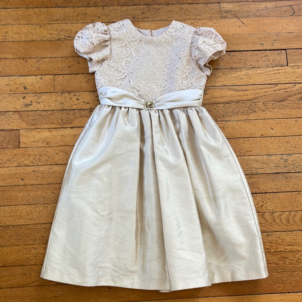 Girls Fancy Tan Dress with Top Sparkles, sz 10